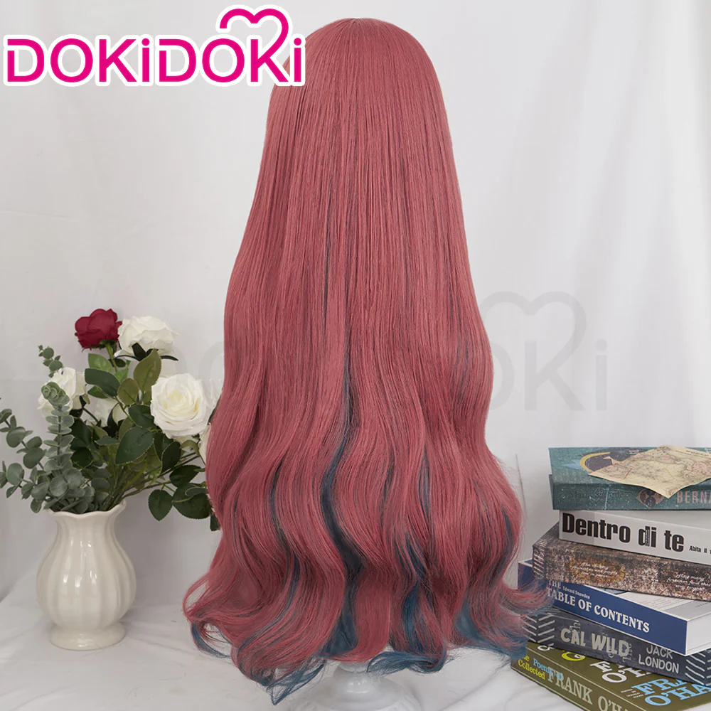 【Ready For Ship】DokiDoki Anime Paradox Live THE ANIMATION Cosplay Anne Faulkner Wig Long Curly Red Blue Hair - Image 3