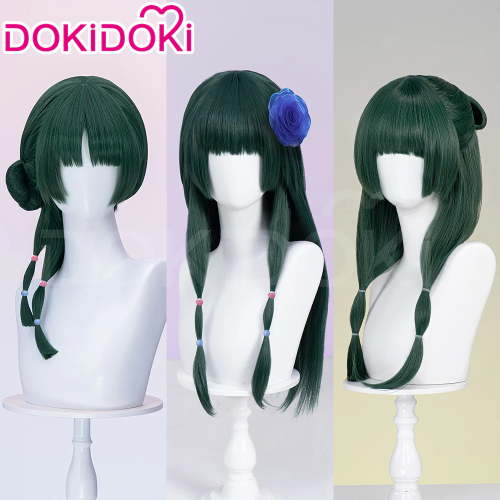 【Normal Ver Ready For Ship】DokiDoki Anime The Apothecary Diaries Cosplay Mao Mao Wig / Bow Clip / Ear Clip Long Straight Green Hair Maomao