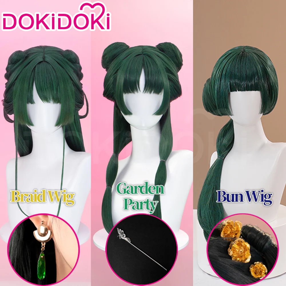 【Partially Ready For Ship】DokiDoki Anime The Apothecary Diaries Cosplay Mao Mao Wig / Hairpin / Earring / Bow Clip / Necklace Maomao Long Straight Green Hair Maomao