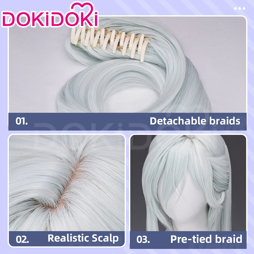【Ready For Ship】DokiDoki Anime The Fragrant Flower Blooms with Dignity Cosplay Hoshina Subaru Wig Long Straight Silver Hair Ponytail - Image 4