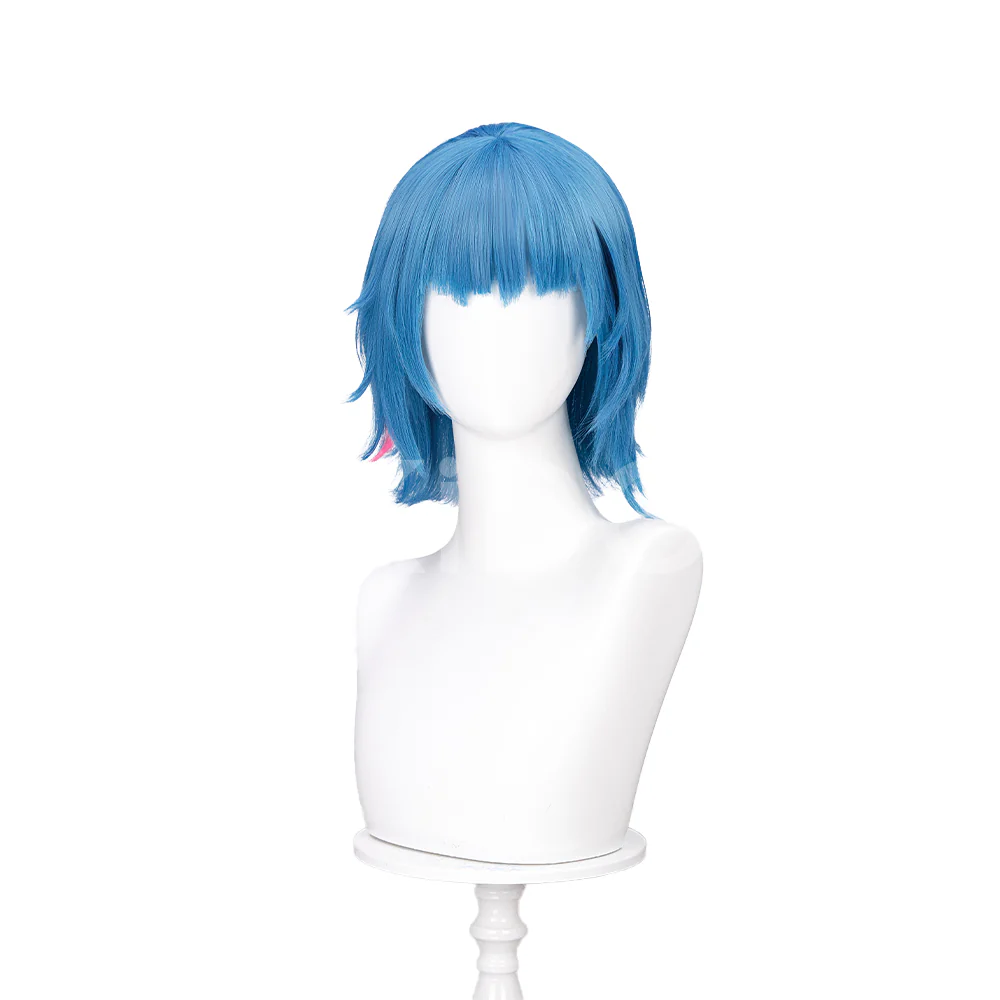 【Partially Ready For Ship】DokiDoki Anime Cosplay Wig / Necklace Short Blue Short / Pigtail / Double Bun Purple Highlights Hair  Kids Young Version - Image 12