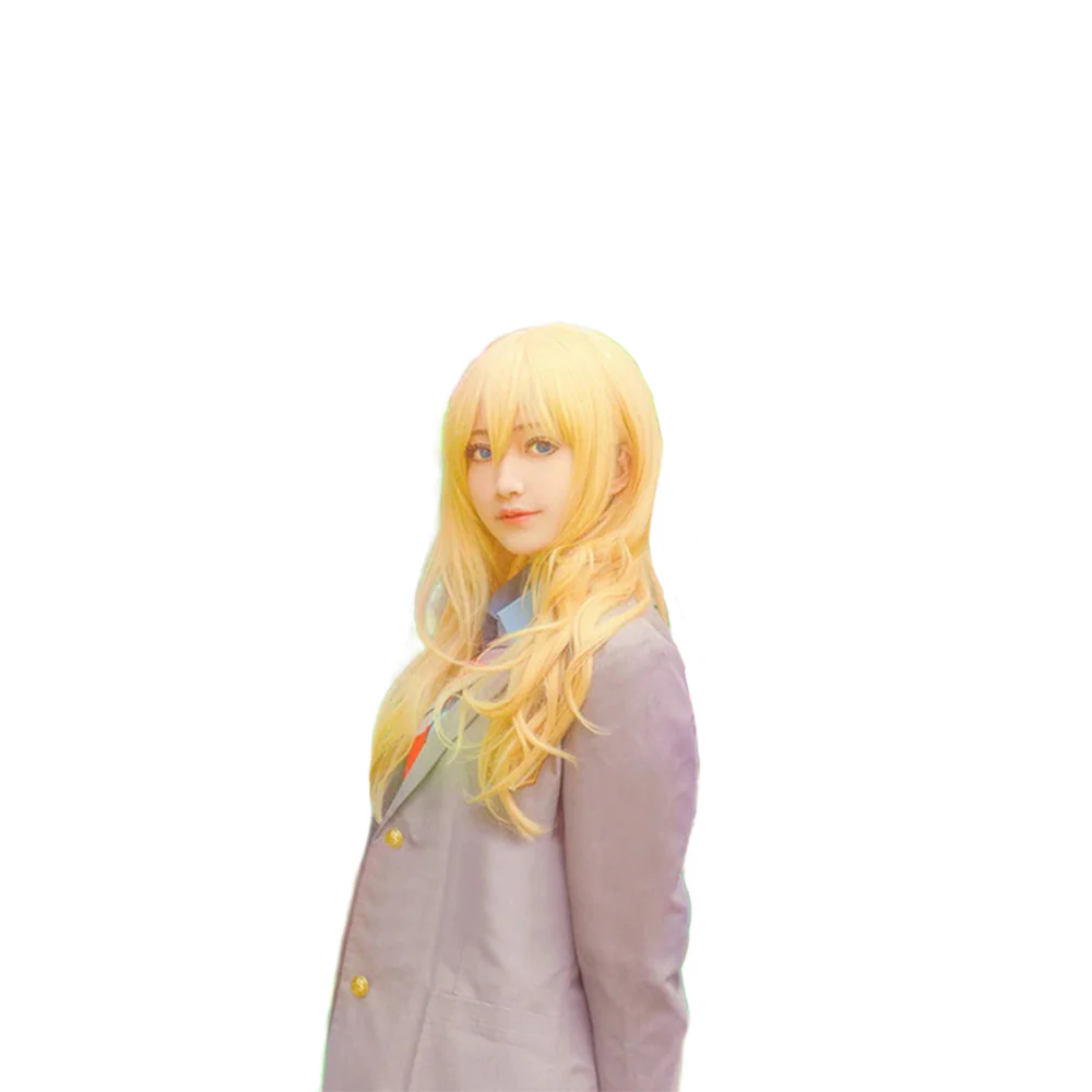 【Ready For Ship】DokiDoki Anime Your Lie in April Cosplay Miyazono Kaori Cosplay Wig Blonde Long Curly Hair - Image 3