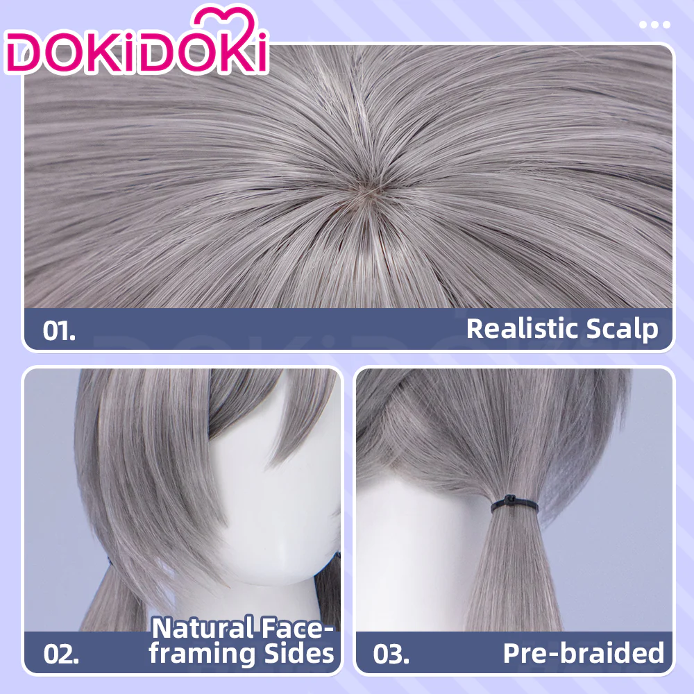 【Ready For Ship】DokiDoki Anime Cosplay Wig Grey Long Straight Twin Tail / Ear / Tail Rabbit Cute - Image 6