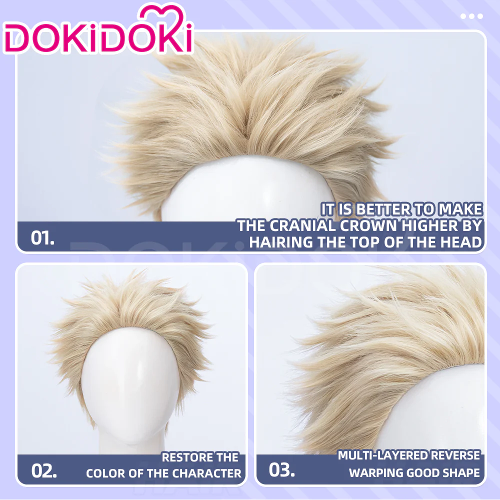 【Ready For Ship】DokiDoki Anime The Fragrant Flower Blooms with Dignity Cosplay Tsumugi Rintaro Wig Short Blonde Hair - Image 4