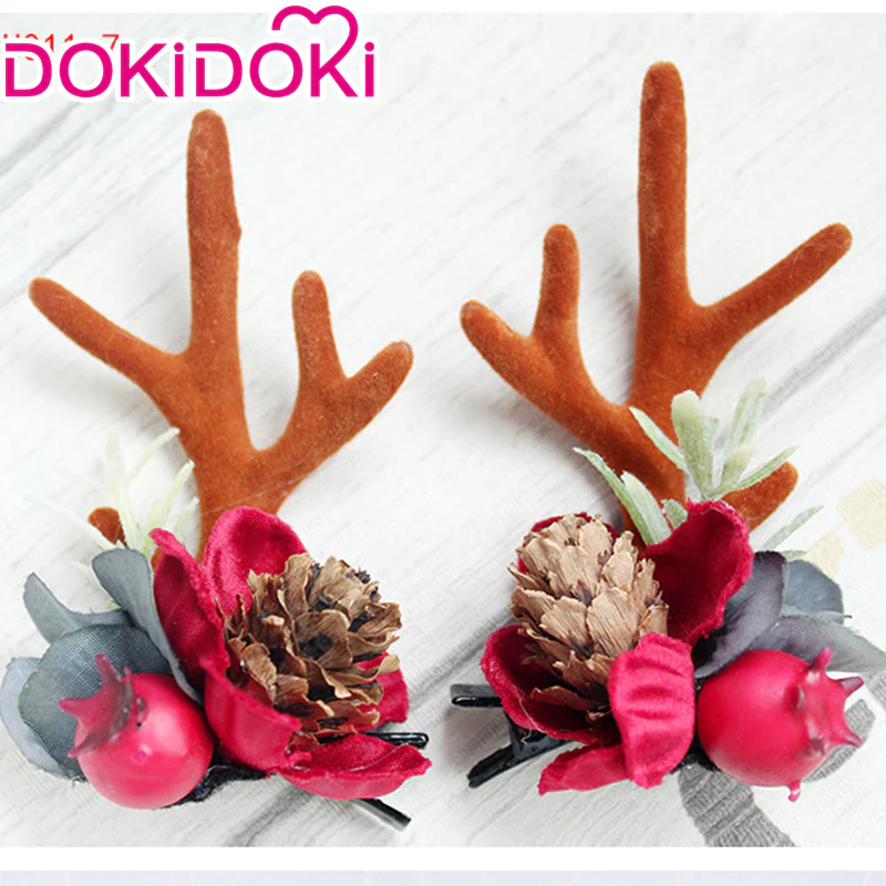 DokiDoki Cosplay Deer Ear Headwear Cute Headband Christmas Antlers Clip Flower Hairpin - Image 22