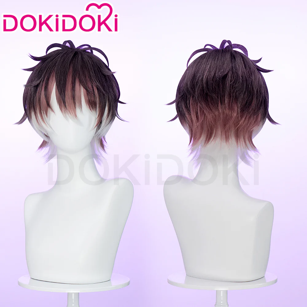 【Ready For Ship】DokiDoki Game Anime Diabolik Lovers Cosplay Mukami Ruki Wig Short Straight Brown Purple Hair