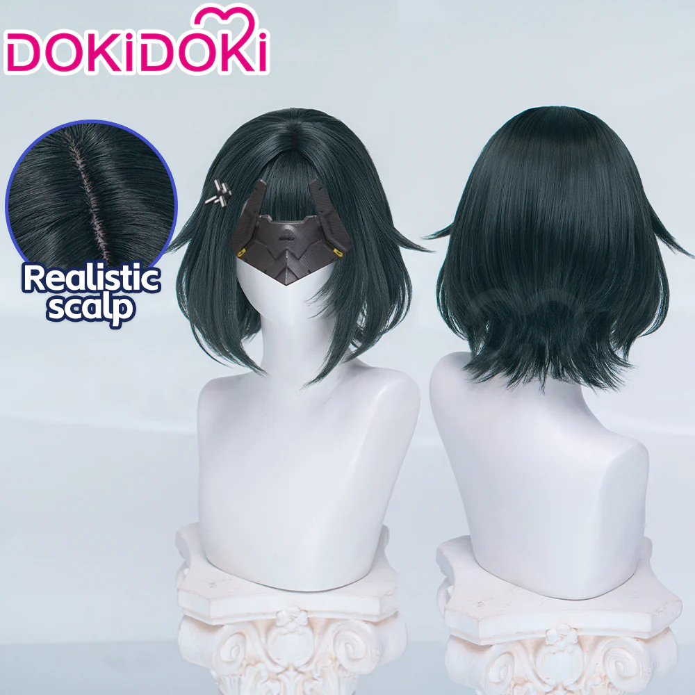 【Black Ver Ready For Ship】DokiDoki Game Arknights: Endfield Cosplay Endministrator Female Wig Short Black Green Hair - Image 8