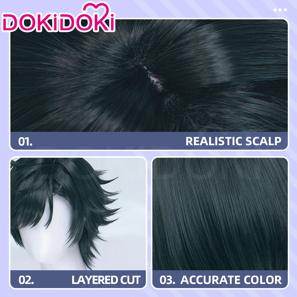 DokiDoki Game Arknights: Endfield Cosplay Endministrator Male Wig Short Black Hair - Image 10
