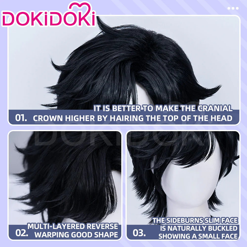 DokiDoki Game Arknights: Endfield Cosplay Endministrator Male Wig Short Black Hair - Image 5