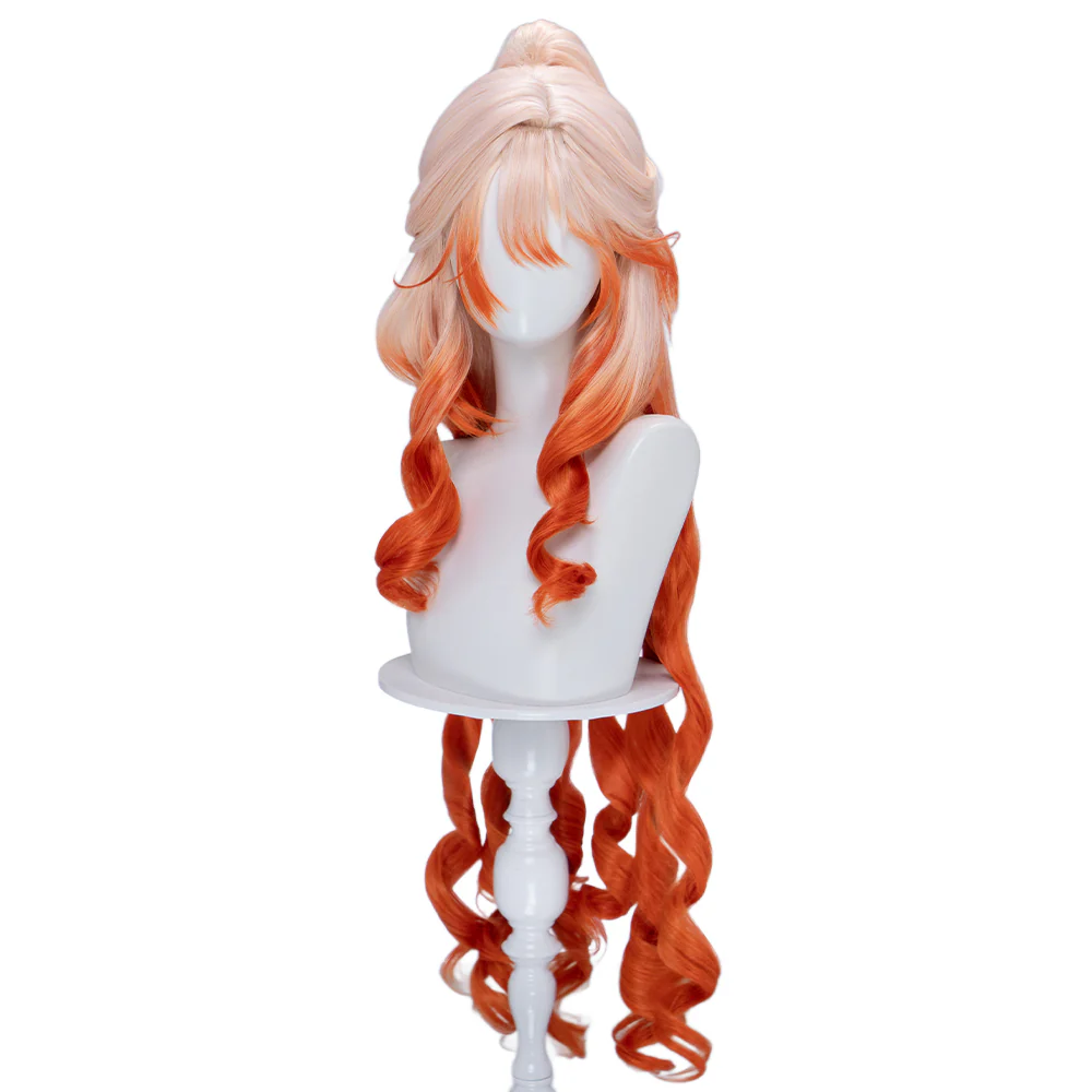 DokiDoki Game Arknights Cosplay Haruka Wig Long Curly Light Pink Orange Gradient Hair - Image 10