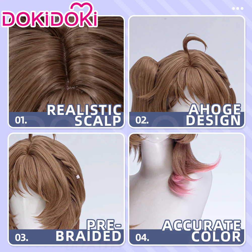 【Ready For Ship】DokiDoki Game Arknights Cosplay Eyjafjalla the Hvít Aska Wig Long Curly Brown Pink Hair - Image 4
