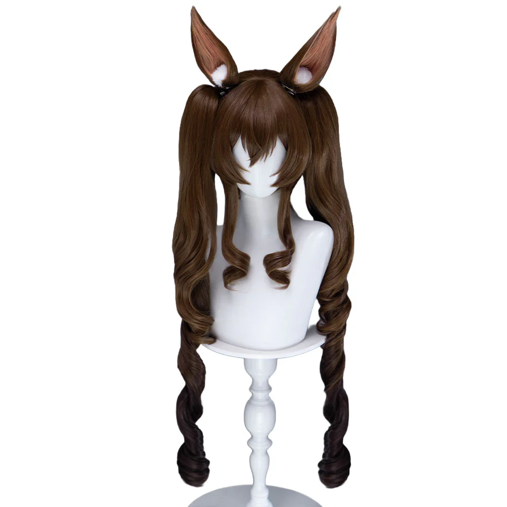 【Ready For Ship】DokiDoki Game Arknights: Endfield Cosplay Gilberta Wig Long Curly Brown Hair Twin Tails - Image 5