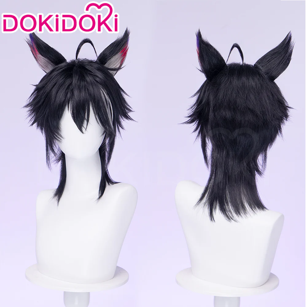 【Ready For Ship】DokiDoki Game Arknights: Endfield Cosplay Wulfgard Wig Short Black Silver Highlight Hair
