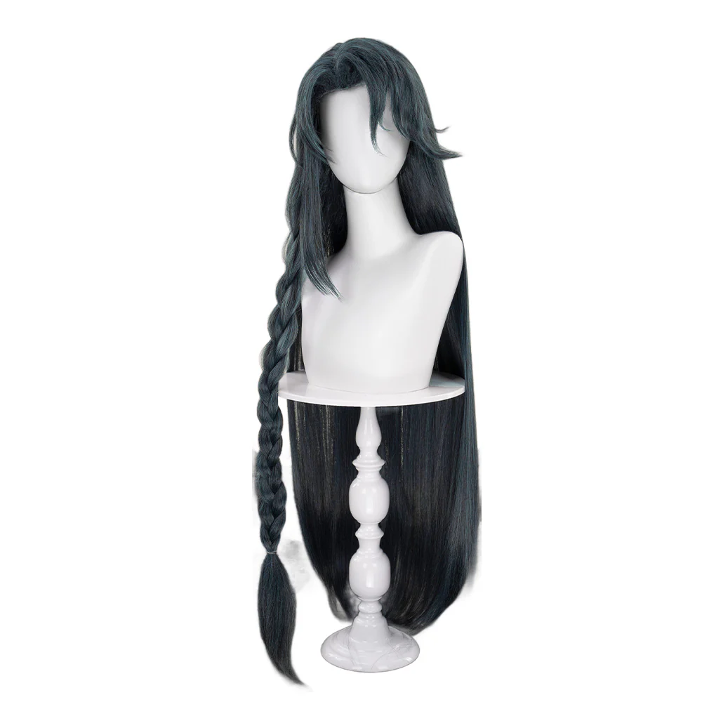 DokiDoki Game Ashes of the Kingdom Cosplay Wig Wenchou Long Straight Green Hair Wen Chou - Image 5
