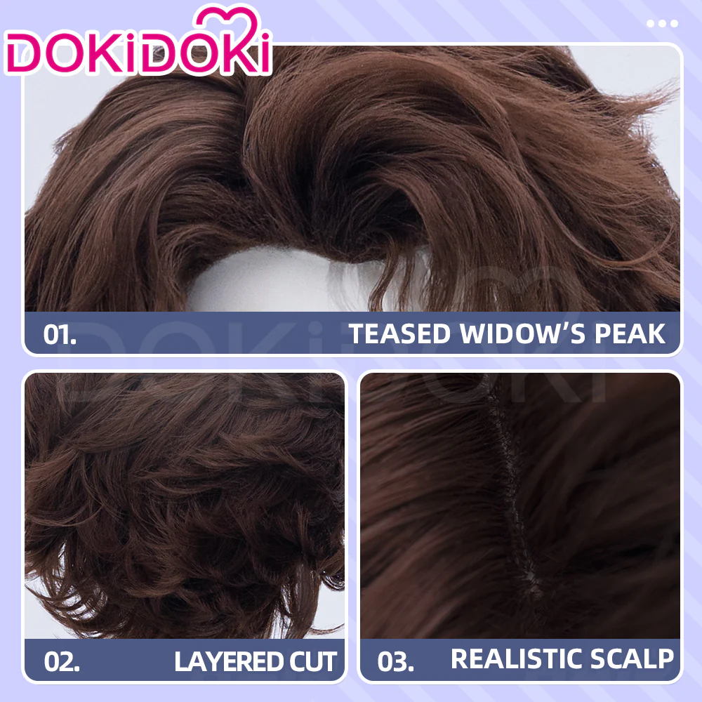 【Ready For Ship】DokiDoki Game Clair Obscur: Expedition 33 Copslay Gustave Wig Short Curly Brown Hair - Image 4