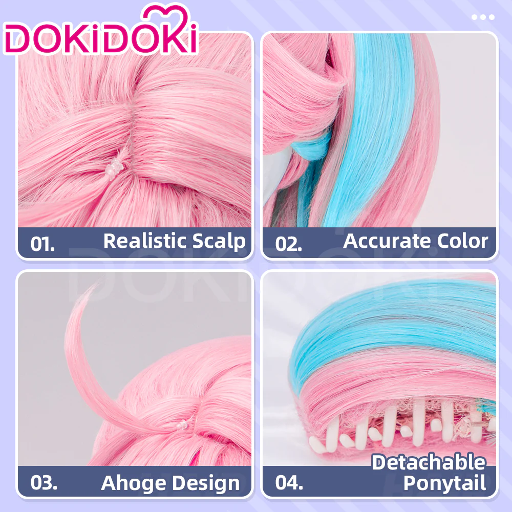 【Pink Ver Ready For Ship】DokiDoki Game Cosplay Girl Group ANTIFRAGILE Wig Short Blue Pink Yellow Hair Rainy Day - Image 10