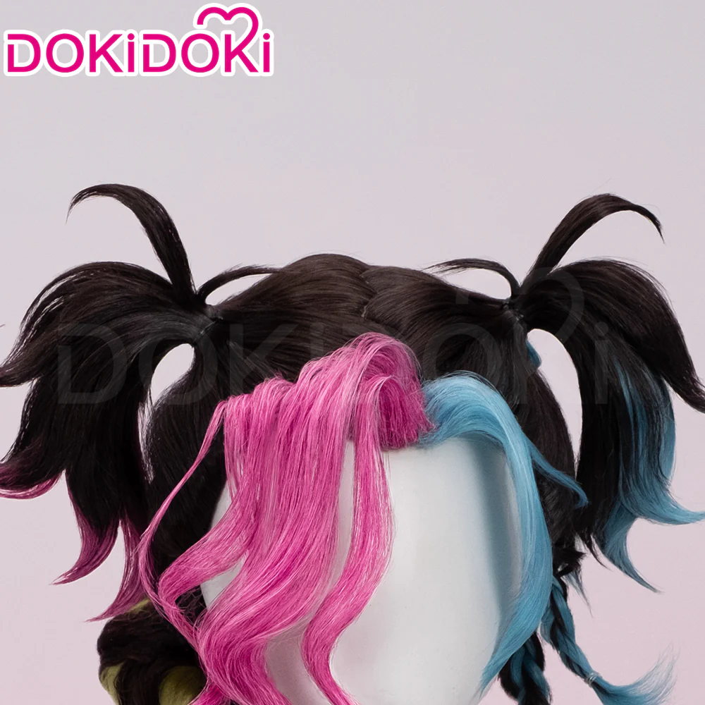 DokiDoki Game Cosplay Lovestruck Wig Long Black Blue Pink Hair Valentine's Day 2025 - Image 4