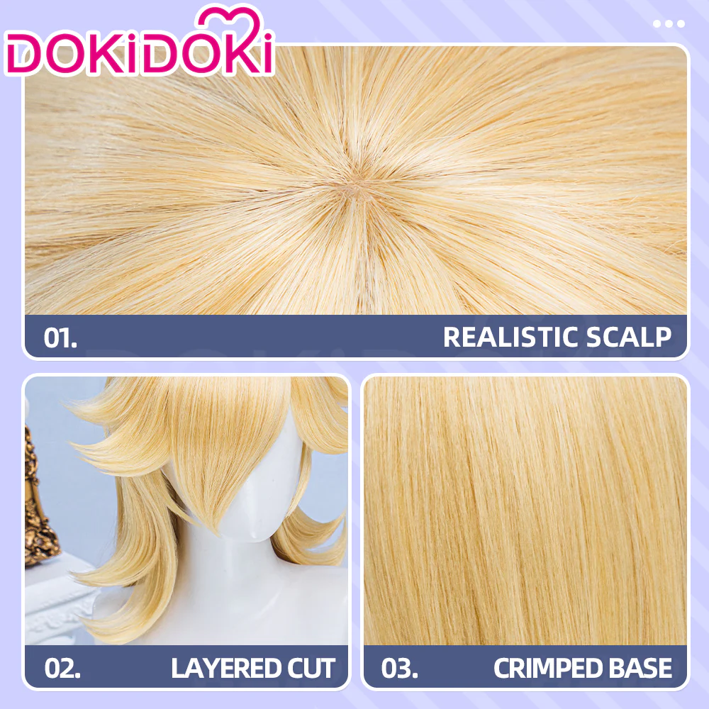 【Normal Ver Ready For Ship】【Pre Crimped】DokiDoki Game Cosplay Princess Wig Long Blonde Curly Hair - Image 10
