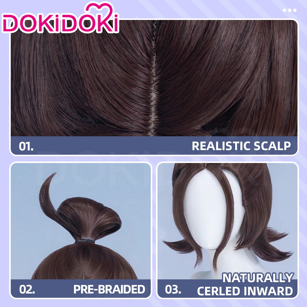 DokiDoki Game Cosplay Trainer Wig Short Brown Hair - Image 4