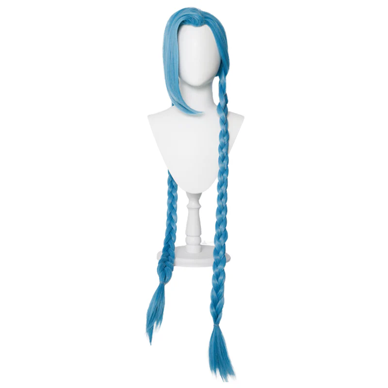 【Partially Ready For Ship】【Front Lace】DokiDoki Anime Game Cosplay Wig Blue Braided Pigtail / Hairtied / Long Straight Version Hair / Tattoo Sticker / Necklace / Bullet Headwear - Image 12