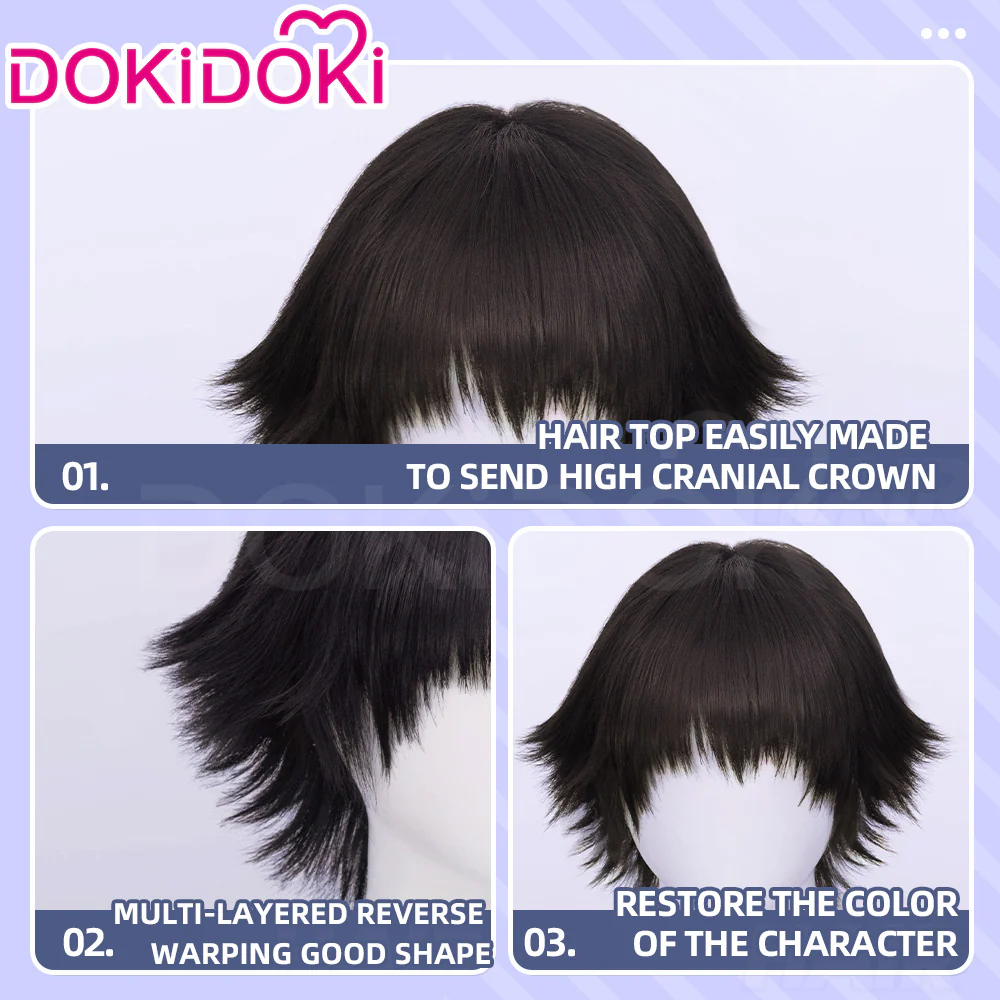 【Ready For Ship】DokiDoki Game Cosplay Wig Short Black Hair Women - Image 4