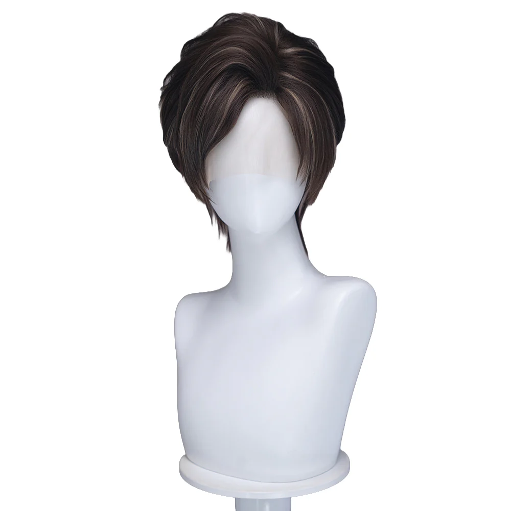 【Ready For Ship】【Small Area Front Lace】DokiDoki Game Cosplay Wig Short Dark Brown Hair - Image 11