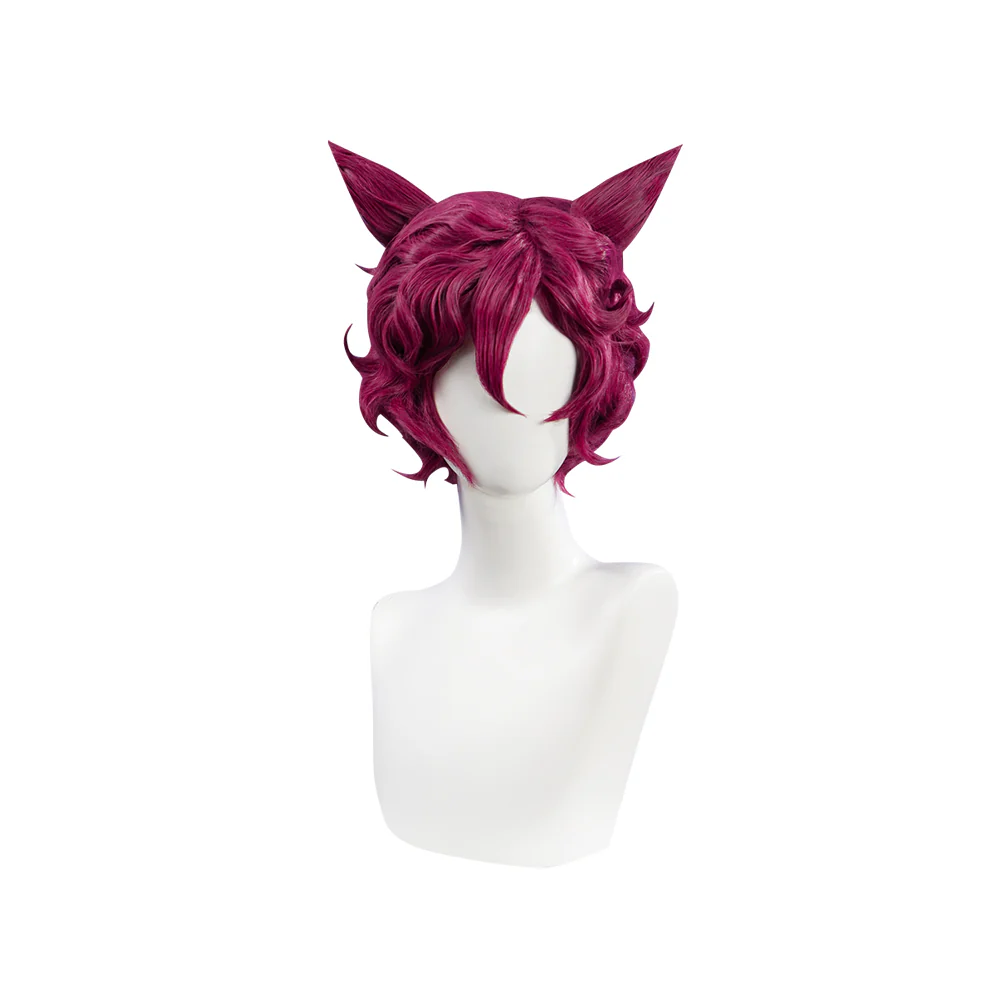 【Ready For Ship】DokiDoki Game Cosplay Wig Short Rose Red Hair - Image 5