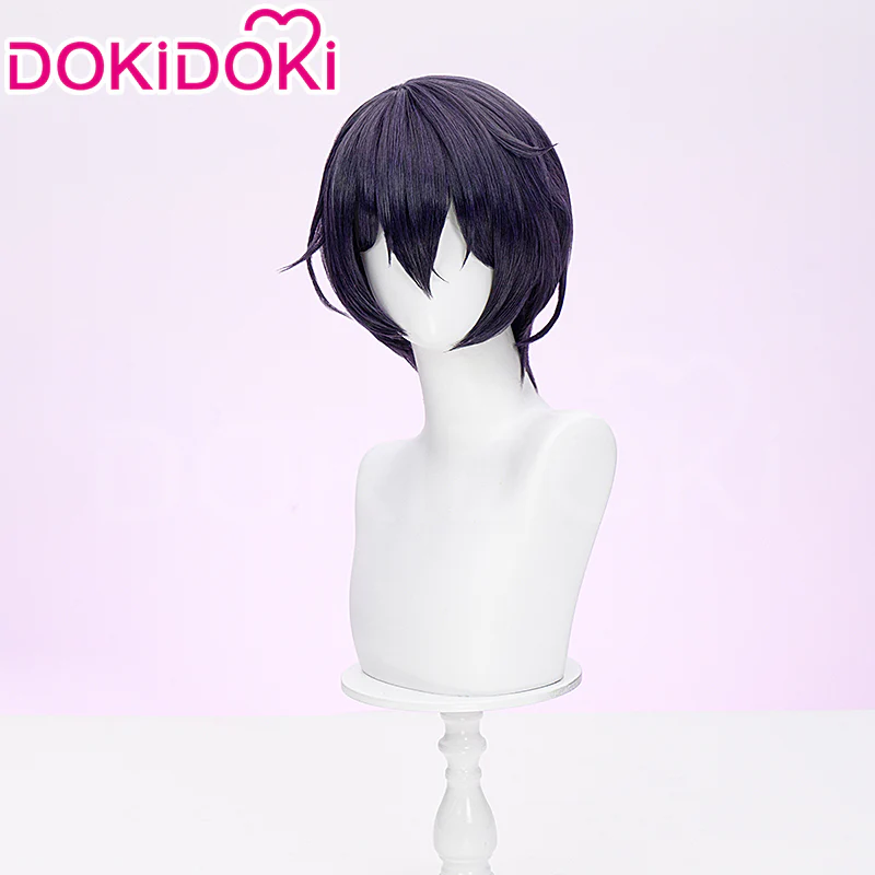 【Ready For Ship】DokiDoki Game Cosplay Wig Short Straight Dark Purple Hair - Image 3