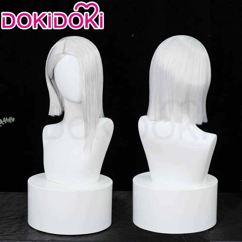 【 Ready For Ship】DokiDoki Game Cosplay Wig Short Straight White Black Green Gradient Hair x LE SSERAFIM - Image 2