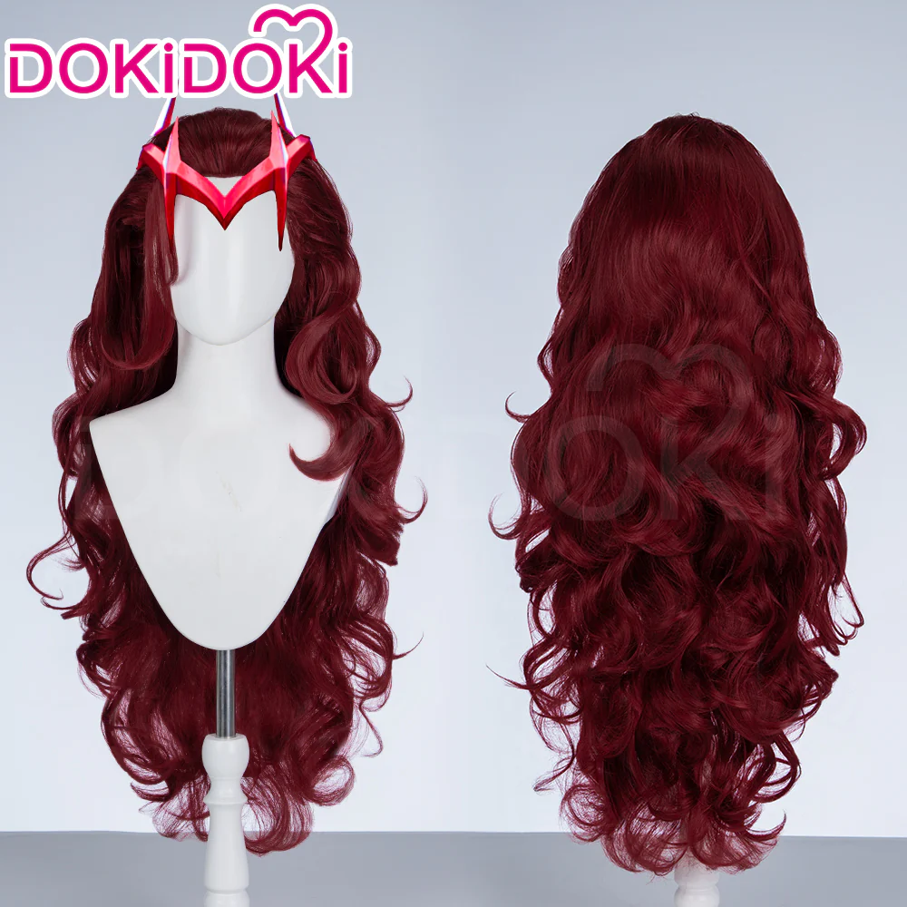 【Ready For Ship】Dokidoki Game Cosplay Woman Wig Long Curly Scarlet Red Orange Wig - Image 2