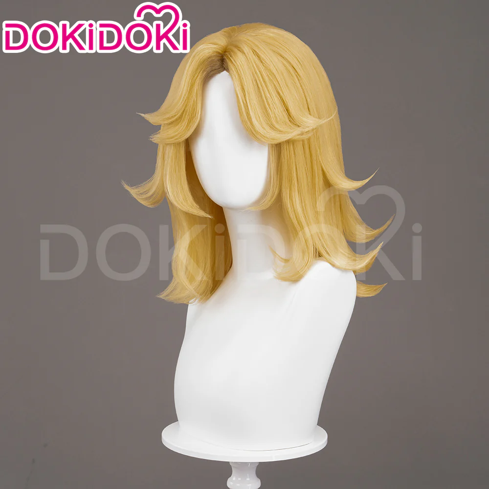 【Yellow Ver. Ready For Ship】Dokidoki Game Cosplay Woman Wig Mid-length Yellow Silver Hair Malice Skin - Image 4