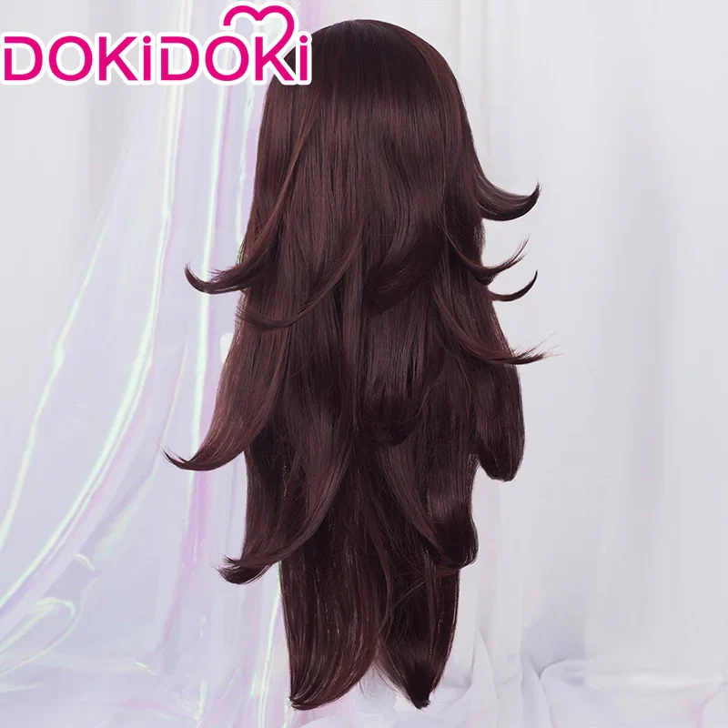 DokiDoki Game Cosplay Women Wig Long Curly Dark Brown Hair - Image 3