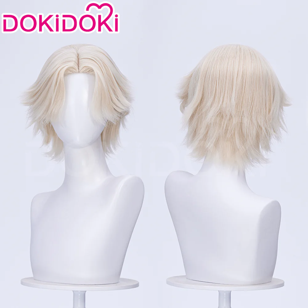 【Ready For Ship】DokiDoki Game Cosplay Women Wig Short Curly Blonde Hair
