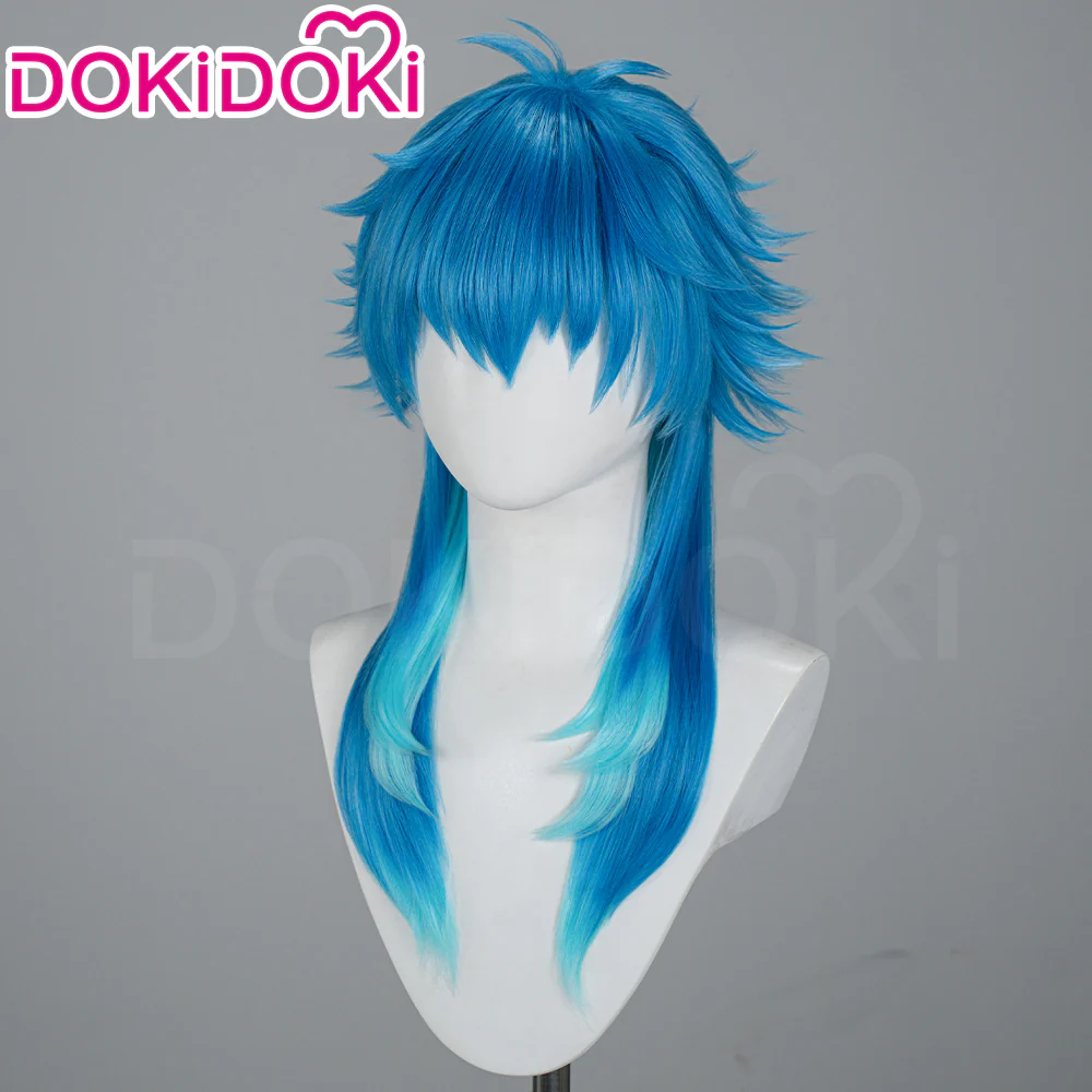 【Ready For Ship】DokiDoki Game DRAMAtical Murder Cosplay Seragaki Aoba Wig Long Straight Wig Cyan-Blue Gradient Hair Sly Blue - Image 2