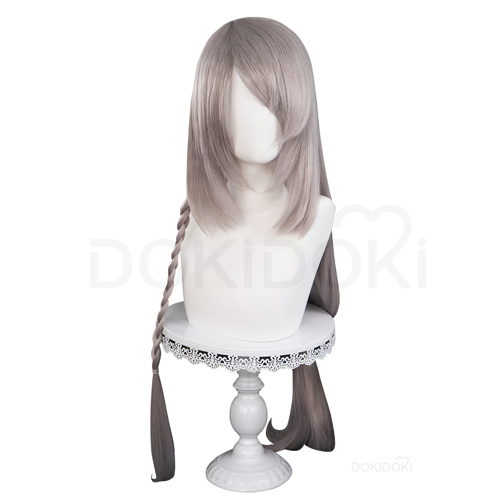 【Ready For Ship】DokiDoki Game Cosplay Jil Warick Cosplay Wig Long Grey Straight Hair - Image 4