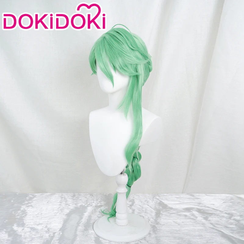 【Ready For Ship】DokiDoki Game Genshin Impact Bai Zhu Cosplay Long Green Curly Wig/ Glasses Baizhu - Image 2