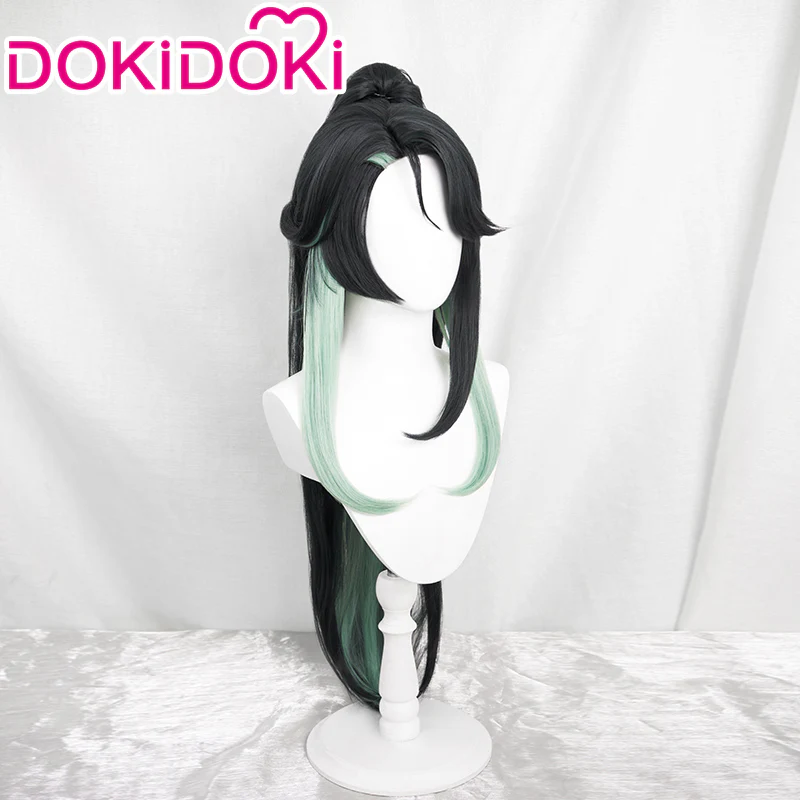 【Ready For Ship】DokiDoki Game Genshin Impact Cloud Retainer Xianyun Cosplay Wig Women Long Black & Green Straight - Image 2