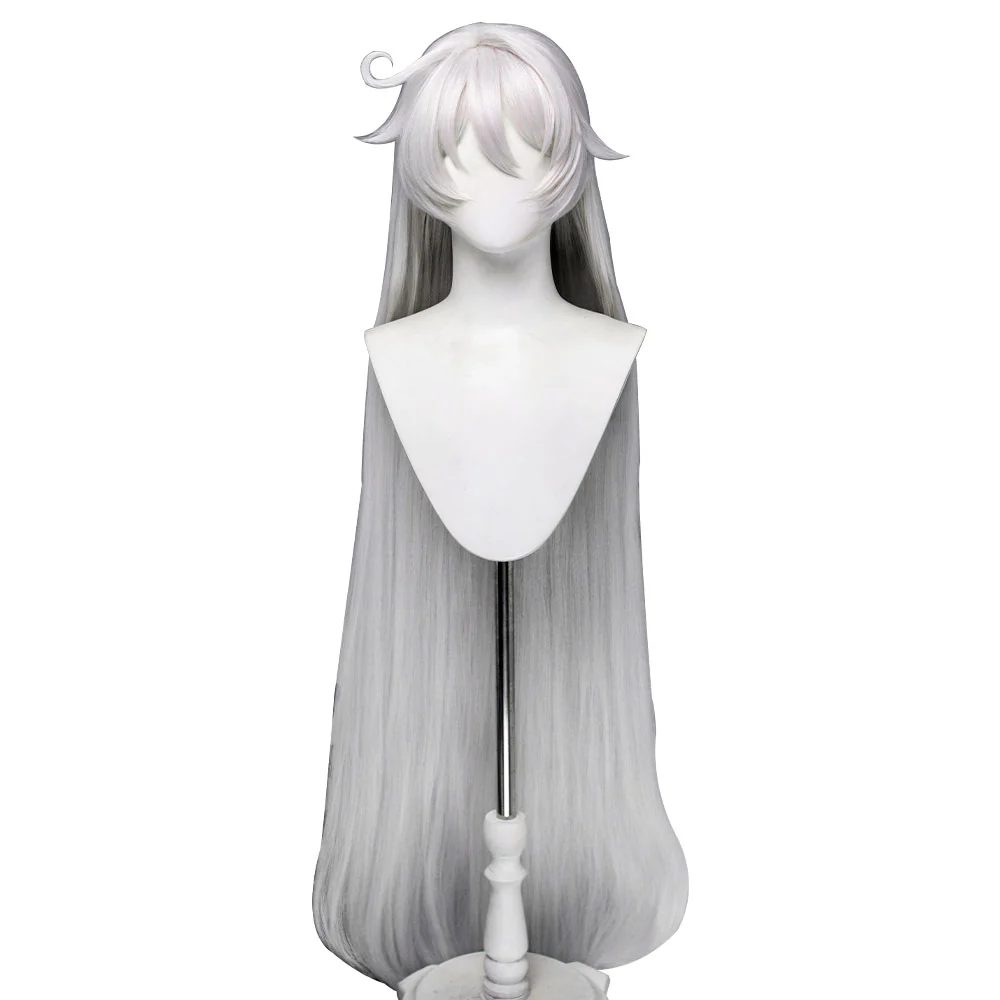 DokiDoki Game Genshin Impact Cosplay Asmoday Wig Long Straight Silver Hair Ruler of Space Song of the Welkin Moon - Image 6