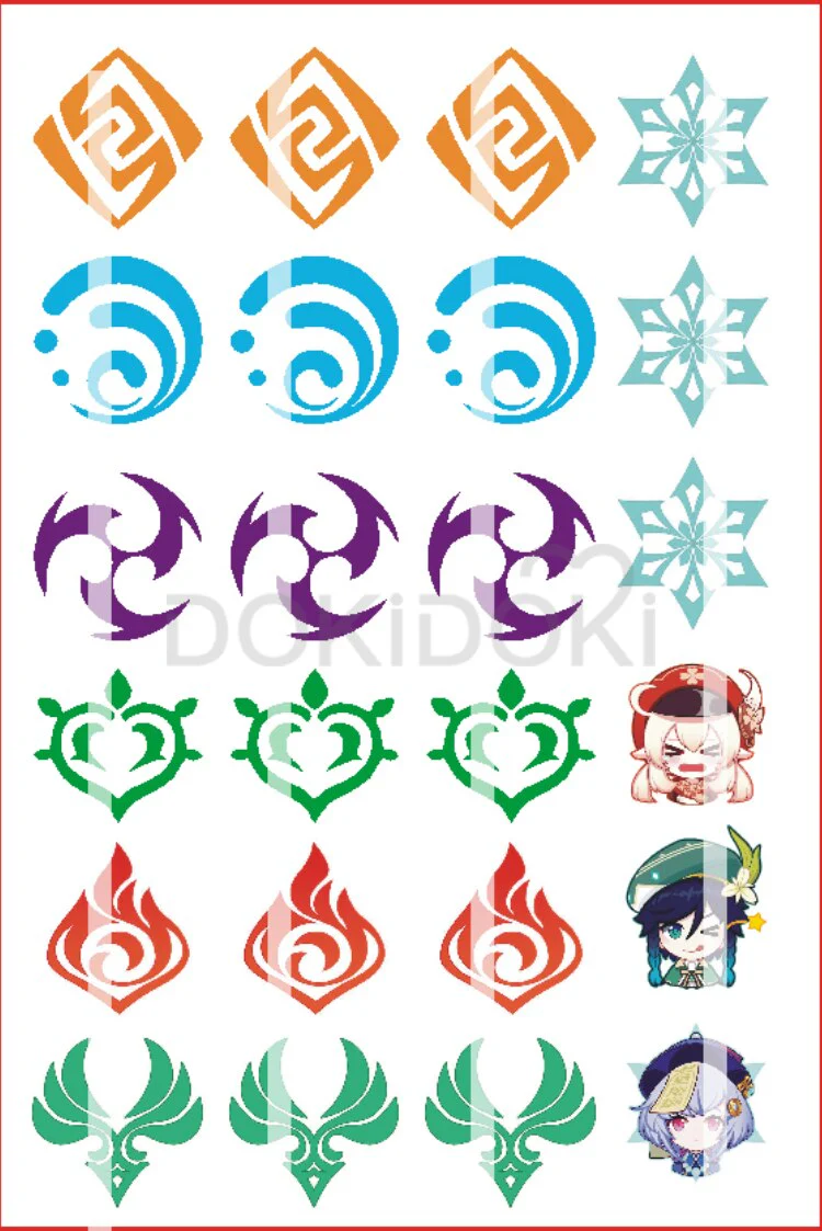 【In Stock】DokiDoki Game Genshin Impact Cosplay Yoimiya / Baal / Xiao / The Greater Lord Rukkhadevata Nahida Cosplay Tattoo - Image 5