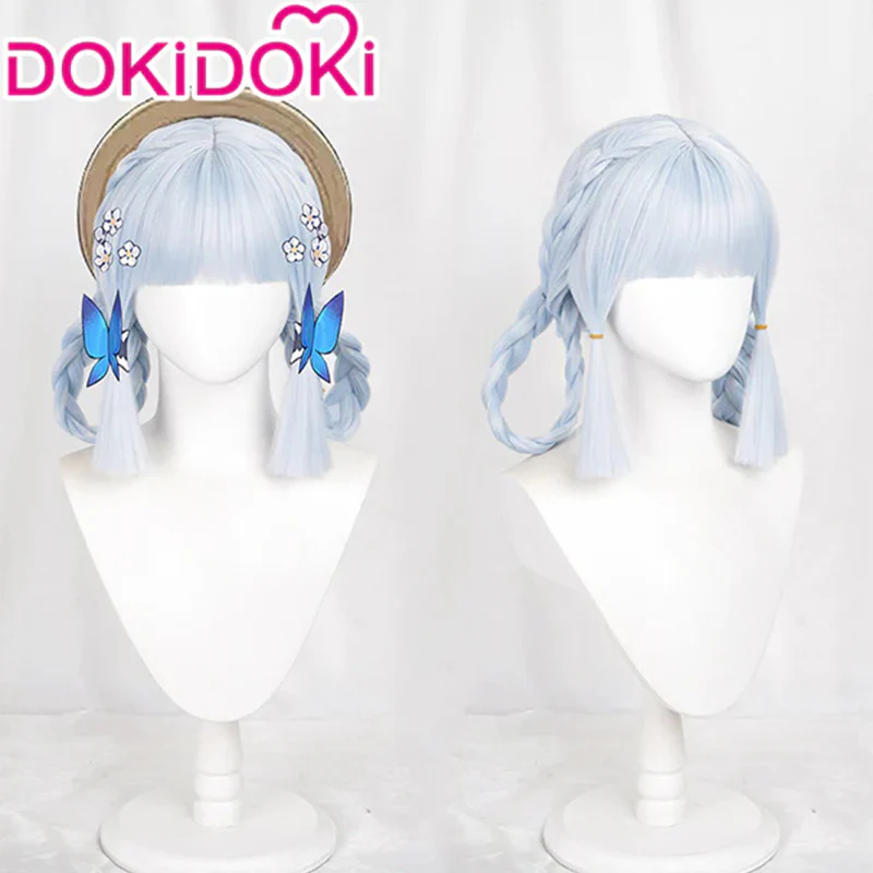 【Ready For Ship】DokiDoki Game Genshin Impact Cosplay Kamisato Ayaka Springbloom Missive Wig Long Blue Hair