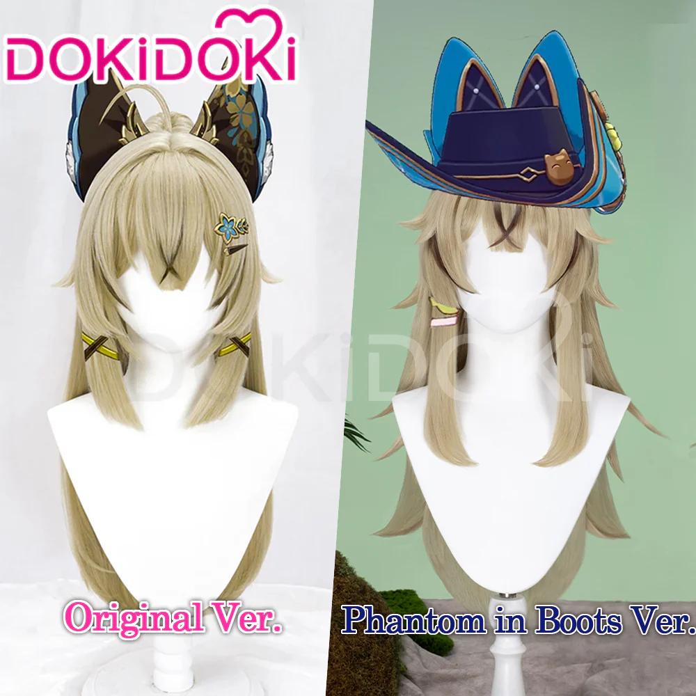 【Ready For Ship】DokiDoki Game Genshin Impact Cosplay Kirara Wig Long Straight Flaxen Brown Wig