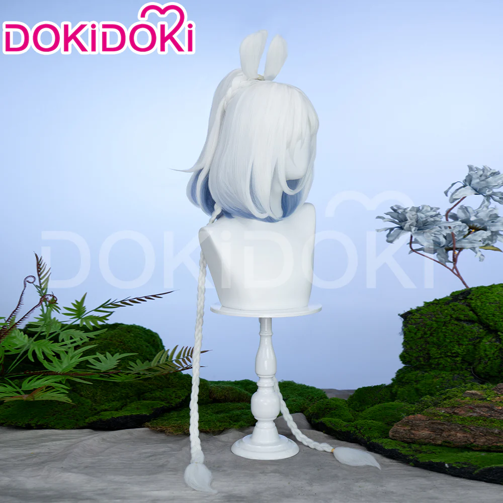 【Partially Ready For Ship】DokiDoki Game Genshin Impact Cosplay Mualani Wig / Accessories Headwear Long Straight White Blue Hair Natlan - Image 4