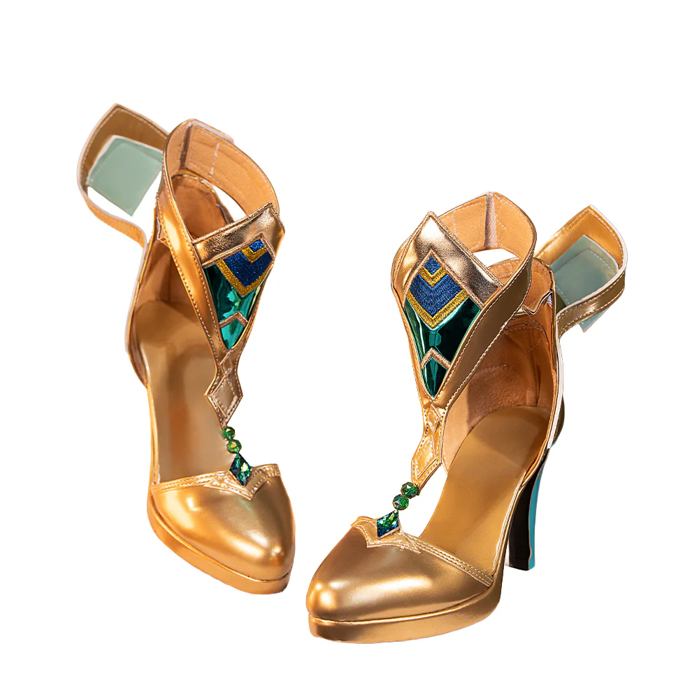 【Upgraded version】DokiDoki Game Genshin Impact Cosplay Nefer Shoes High Heel Gold - Image 12