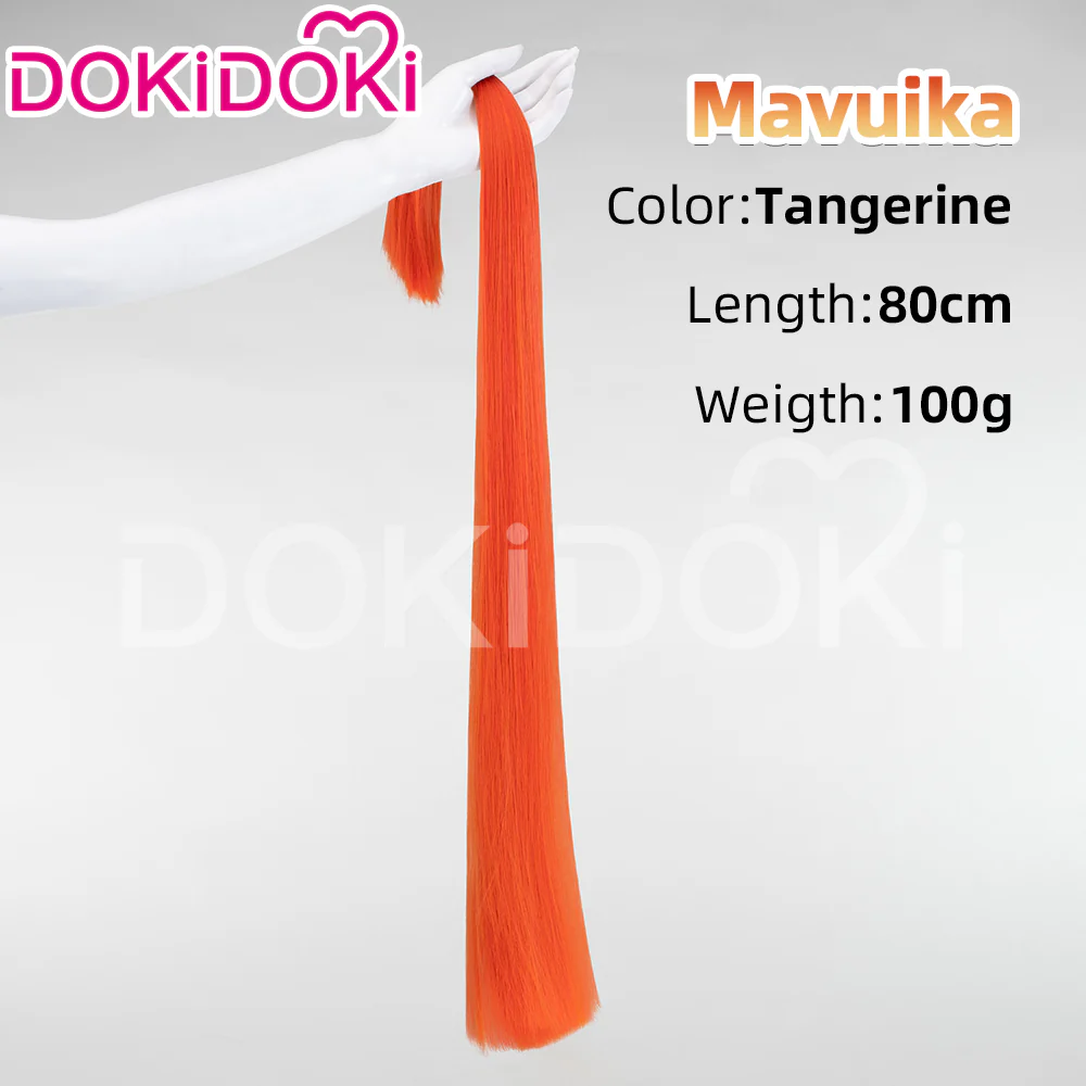 DokiDoki Game Genshin Impact Cosplay Pyro Archon Mavuika Wig / Light Strips/ Wefts / Earclip / Glasses Natlan Long Curly Orange - Image 17