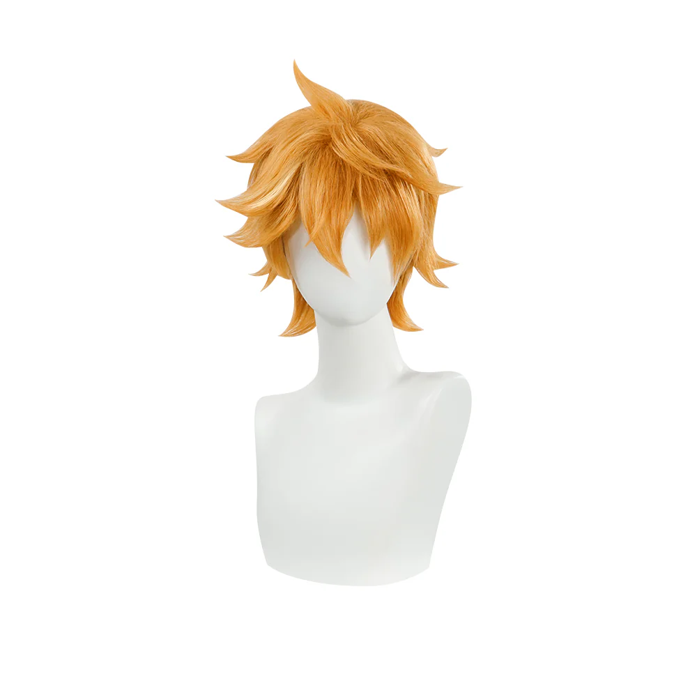【Wig Ready For Ship】DokiDoki Game Genshin Impact Cosplay Tartaglia / Childe Cosplay Wig Men Short Orange Wig / Earring - Image 5