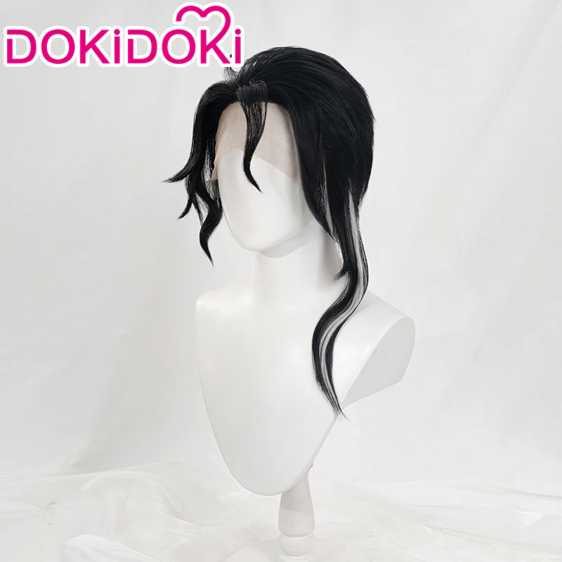 【Ready For Ship】DokiDoki Game Genshin Impact Cosplay Wig Cosplay Pantalone Wig Front Lace Curly Black/ Glasses - Image 2