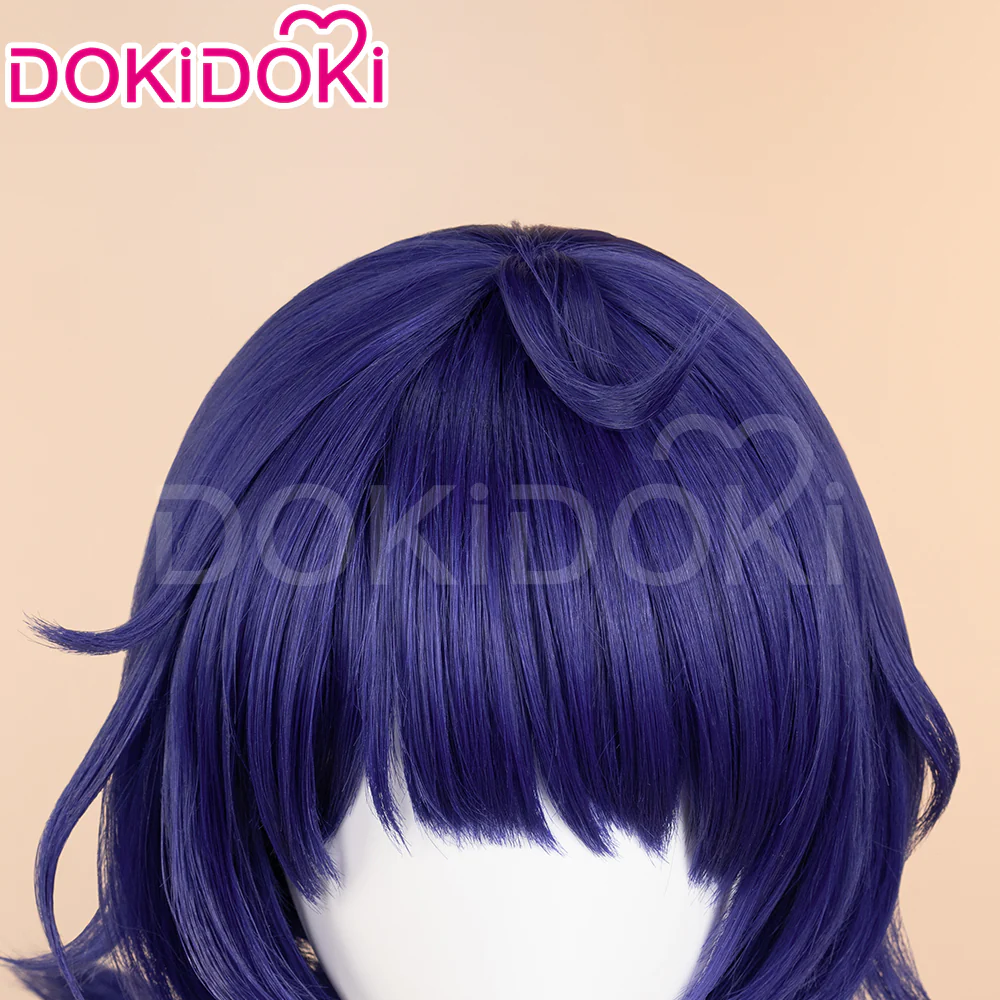 【Ready For Ship】DokiDoki Game Genshin Impact Cosplay Xiang Ling Lantern Rite Wig Short Blue Hair Double Ponytails XiangLing - Image 4
