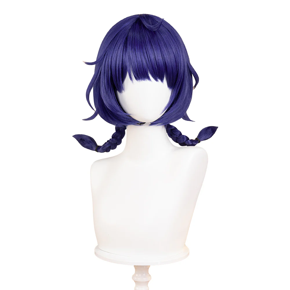 【Ready For Ship】DokiDoki Game Genshin Impact Cosplay Xiang Ling Lantern Rite Wig Short Blue Hair Double Ponytails XiangLing - Image 5