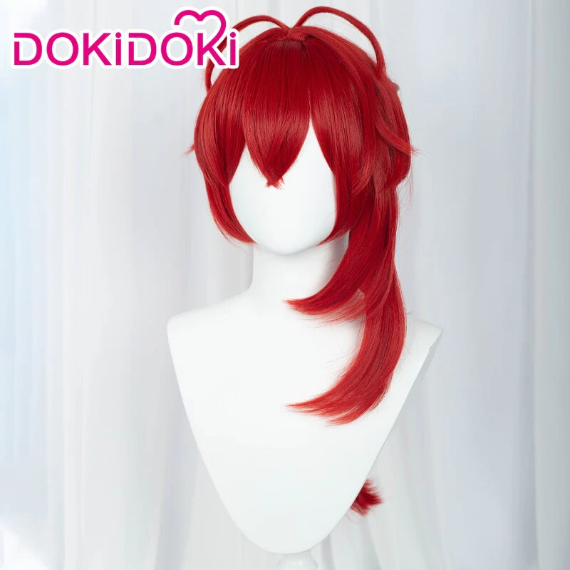 【Ready For Ship】DokiDoki Game Genshin Impact Diluc High Ponytail Cosplay Long Hair - Image 2