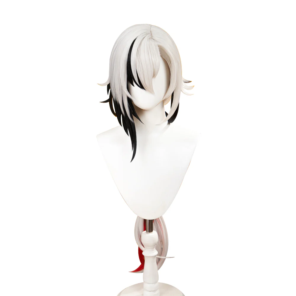 【Partially Ready For Ship】DokiDoki Game Genshin Impact Fontaine  Fatui Harbinger Cosplay The Knave Arlecchino Wig Long Straight White Red Gradient Hair / Ear Clip / Wefts / Childhood Ver. / Youth Ver. / Boss Ver. - Image 13